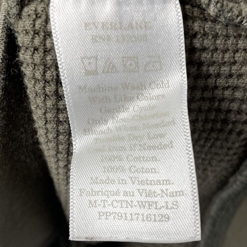 EVERLANE Waffle Tee Women Large L Olive Green Organic Cotton Long Sleeve Thermal - Picture 7 of 7